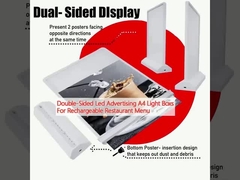 Cajas de luz LED de doble cara de publicidad A4 para menú de restaurante recargable