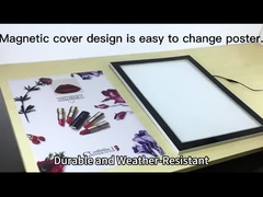 El diseño de la cubierta magnética facilita la sustitución de los carteles.