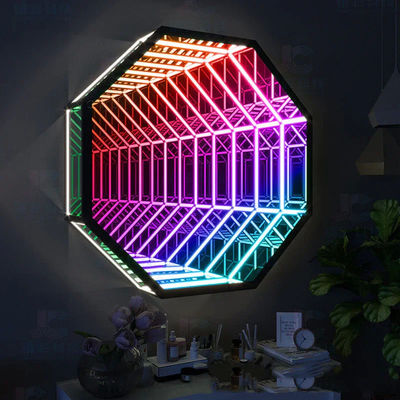 comprar Bar de la casa LED signo de neón espejo fondo de pared decorativa infinito luz de espejo LED Fabricación en línea