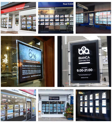 comprar Display de cartel acrílico Led Marco de cartel Led Cuadro de luz publicitaria de cristal delgado Fabricación en línea