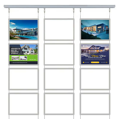comprar Cuadro de luz de cristal colgante horizontal de 210 x 297 mm, panel de pantalla del tablero de señalización LED delgado Fabricación en línea