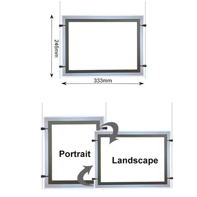 comprar Cuadro de luz de cristal de tamaño A4 pantalla de ventana de cristal cuadro de luz colgante Fabricación en línea