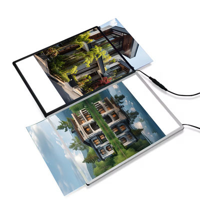 comprar Panel de vidrio de tamaño personalizado marco de cartel publicitario Led A4 Light Box Fabricación en línea