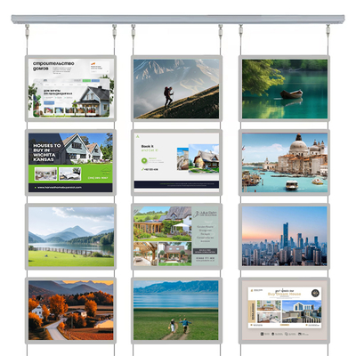 comprar Cuadro de luz de cristal colgante horizontal de 210 x 297 mm, panel de pantalla del tablero de señalización LED delgado Fabricación en línea
