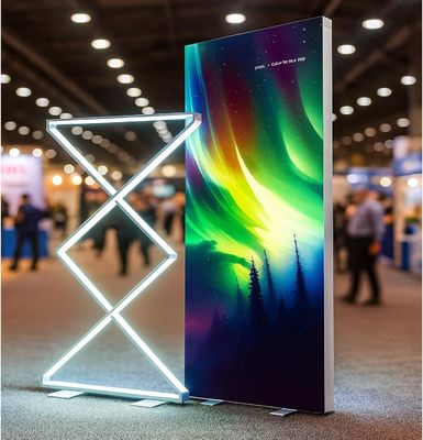 comprar Soportes de exhibición con banner LED con logotipo personalizable para publicidad y cajas de luz Fabricación en línea